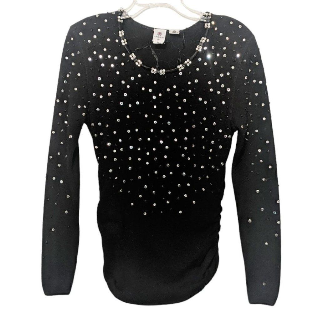 Vintage UNGARO ter long‎ sleeve 100% lambswool sweater with sequins size M